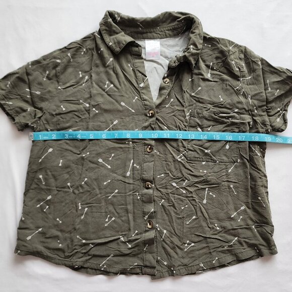 Short Sleeve Button Down Shirt Arrow Green NOBO Juniors Sz Med to LG - Picture 5 of 6